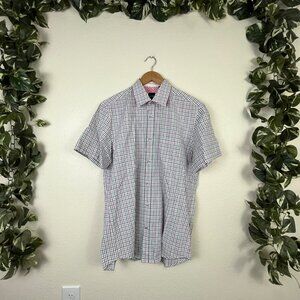 BOSS Hugo Boss Regular Fit Short Sleeve Plaid Button Down Shirt Men’s Sz M